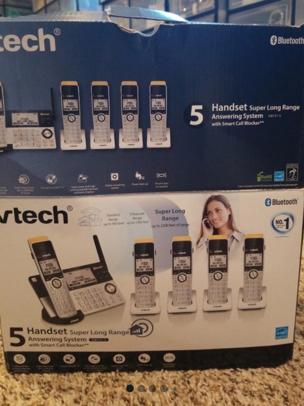 VTech 5-Handset Cordless Phone System — Black and Silver